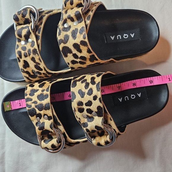 AQUA Kail Leopard-Print Calf Hair Slide Sandals NWT 7.5 Retail $120 - Picture 12 of 13
